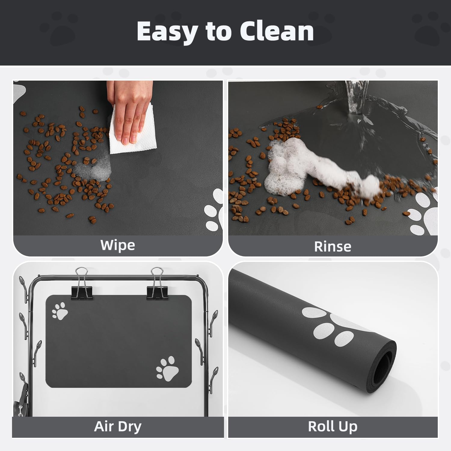 PADOOR Pet Feeding Mat-Absorbent Dog Mat for Food and Water Bowl-No Stains Easy Clean Dog Food Mat-Quick Dry Water Dispenser-Puppy Supplies Accessories - Pawhive