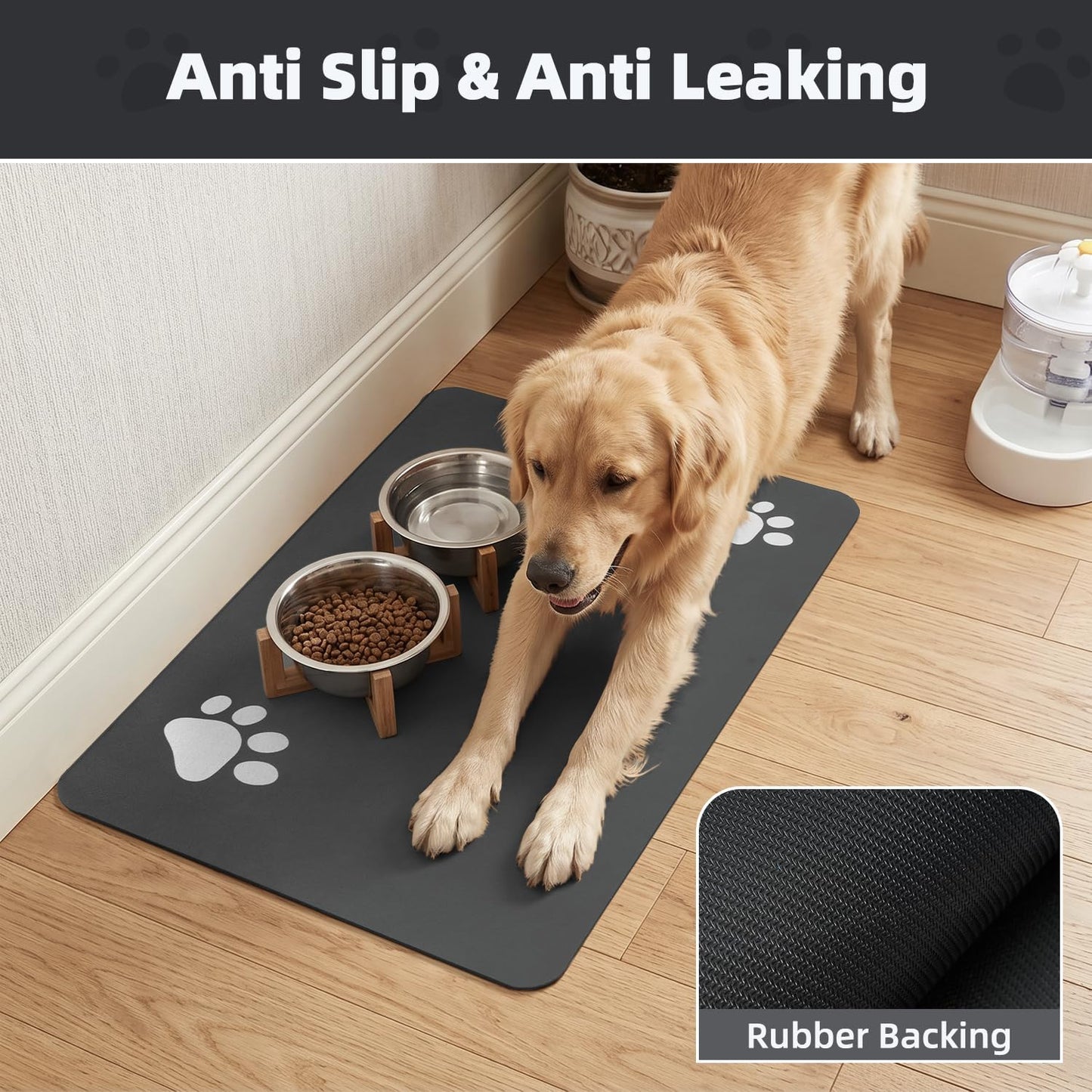 PADOOR Pet Feeding Mat-Absorbent Dog Mat for Food and Water Bowl-No Stains Easy Clean Dog Food Mat-Quick Dry Water Dispenser-Puppy Supplies Accessories - Pawhive