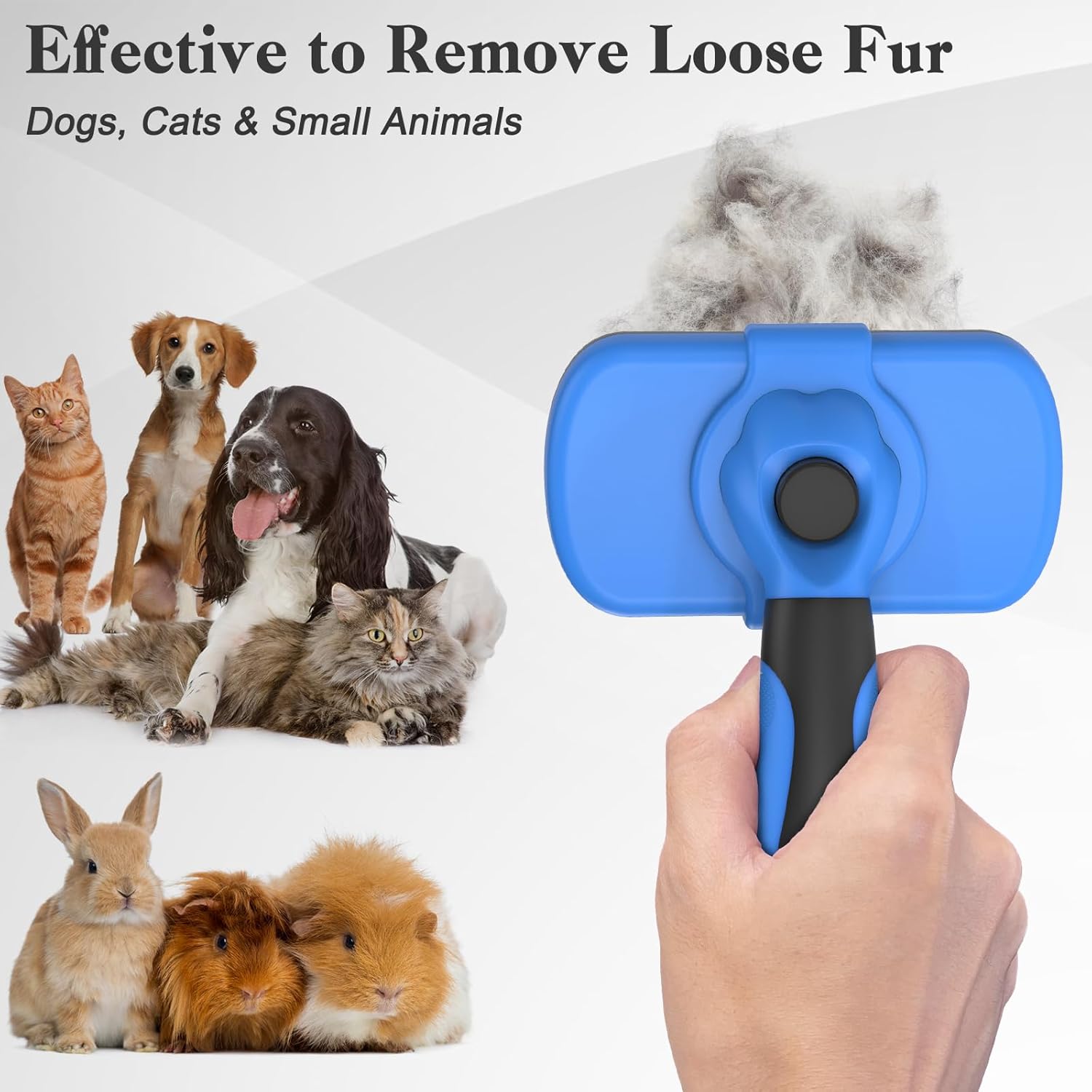 Swihauk Self Cleaning Slicker Brush - Skin Friendly Deshedding Grooming Tool for Dogs & Cats, Suitable for Shedding & Haired Pets, with Pet Supplies Accessories, Blue - Pawhive