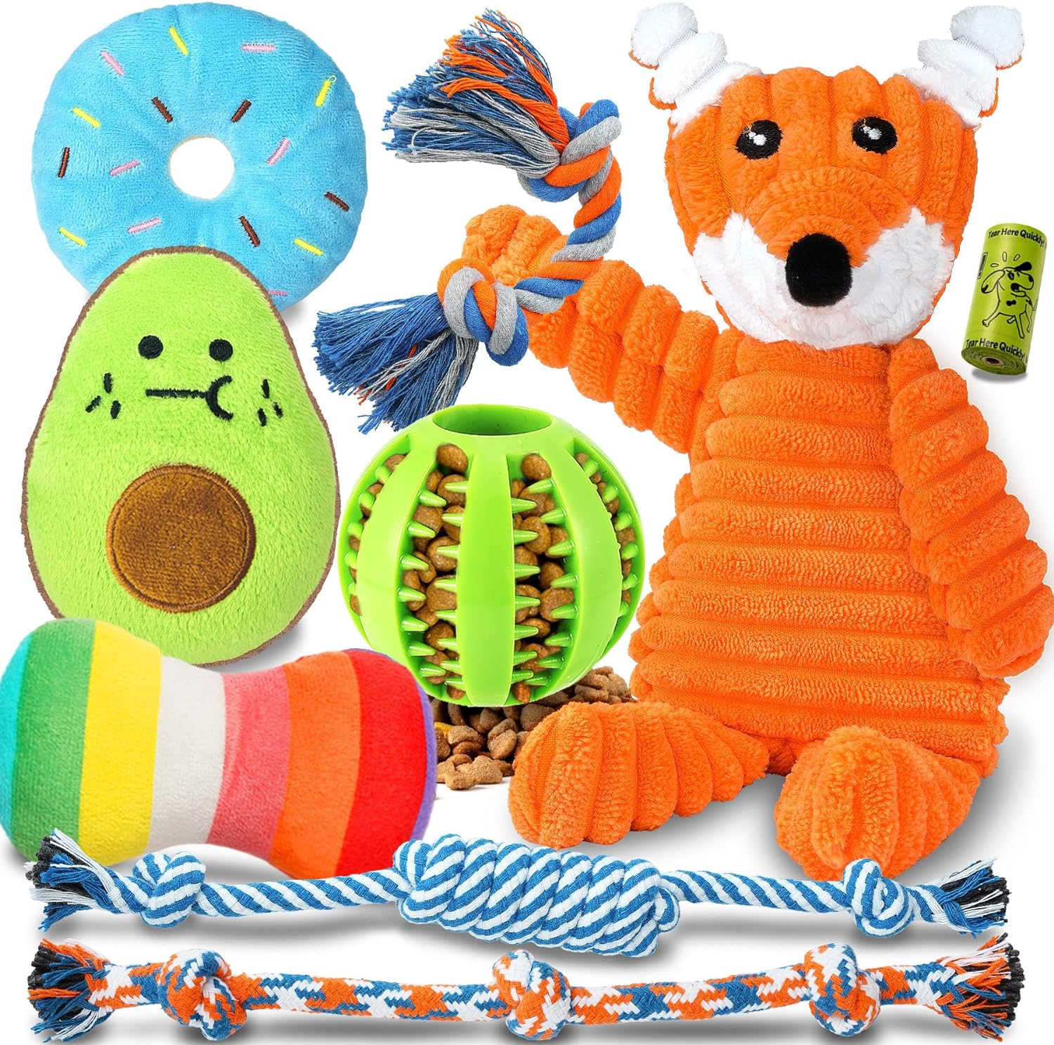 Zeaxuie 9 Pack Luxury Puppy Toys for Teething Small Dogs, Puppy Chew Toys with Cute Squeaky Dog Toys, Ball and More Rope Dog Chew Toys - Pawhive